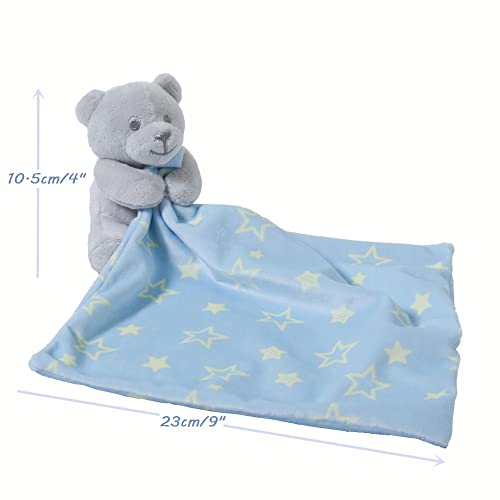 Image of CREVENT Soft Plush Animal Face Security Blankets for Boys and Girls, Great Gifts for Birthday Baby Shower - Hugging Bear +Bunny