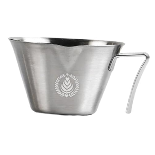 DimyFew Taza de Café Expreso de Acero Inoxidable 304, 100 Ml, para Servir Café, 7,6 X 4,6 Cm, Multiusos, con Marcas, Mango Ergonómico.
