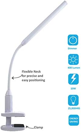 Sewing Online Clip-on LED Desk Lamp with a Flexible Neck, Versatile Clamp, and a Single Dimmable Energy Saving Daylight-Effect Tube SO1240