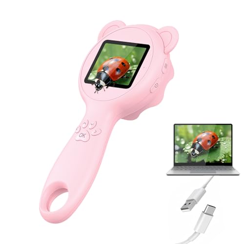 Image of Kids Microscope Mini Microscope for Kids Magnifying Glass for Kids Pocket Microscope for Kids Handheld, Ideal Birthday Christmas New Year Gifts for Age 3 4 5 6 7 8 9 Girls Boys, Pink