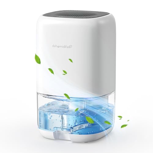 AROEVE Dehumidifier 1000ml Dehumidifiers for Home Auto Off Auto Defrost Peltier Technology Coloured Light Portable Quiet for Wardrobe Bedroom Bathroom White