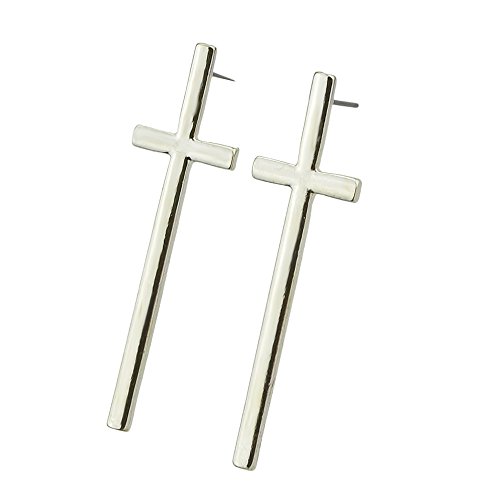 Feelontop® Chic Vintage Punk Gothic Style Cute The Cross Ear Stud Earrings (Silver)