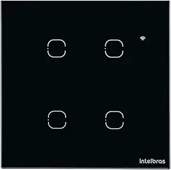 Interruptor Touch Inteligente Compatível com Alexa 4 Teclas EWS 1004 Preto Intelbras