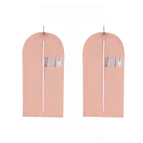 Breathable Hanging Garment Bag with Zipper - Non-Woven Suit Bags for Dresses, Coats & Suits - Pink 55.1in/140cm - Perfect Travel & Storage Solution