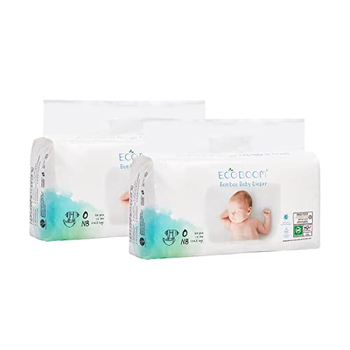 ECO BY MAMI - Pack 2 bolsas Pañal Ecológico Eco Boom. 70% Biodegradable, Hipoalergénico, Talla NB (recién nacido). BAMBÚ 100%.
