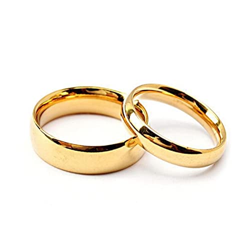 [JUNENTER] NINGTIANKUAJING �p�[�\�i���C�Y�����O �����ƒj���p �|���b�V���S�[���h�����O 4mm/6mm �T�C�Y 5 �ƃT�C�Y 8 �E�F�f�B���O�J�b�v�������O�Z�b�g �X�e�����X�X�`�[��(Gold,Women 10+Men 9)