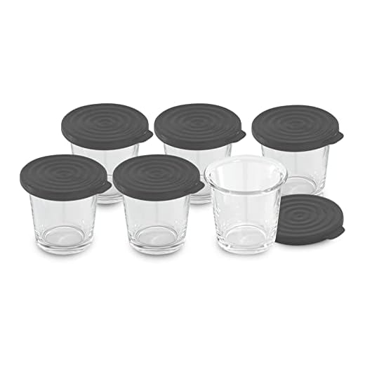 Moulinex Lot de 6 Verrines XA606000 Couvercle Silicone Compatible Multicuiseurs Cookeo, Cookeo USB, Cookeo Connect, Nc, Transparent/Noir