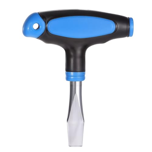 Image of Piriuuo T Handle Flat Head Screwdriver, 10mm T Handle Slotted Screwdriver with Plastic Handle Screw Drivers Assembly Tool for Slotted Screw Used on Quick Release Plate or Camera Tripod Monopod