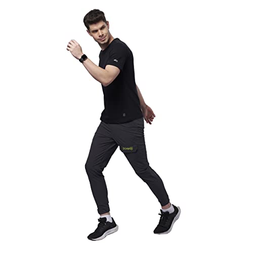 Image of DOMIN8 Breathable Men's Black Regular Fit Tshirt with Reflective Stickers | Running /Training /Activewear /Casual Wear /Gym | Cotton & Polyester