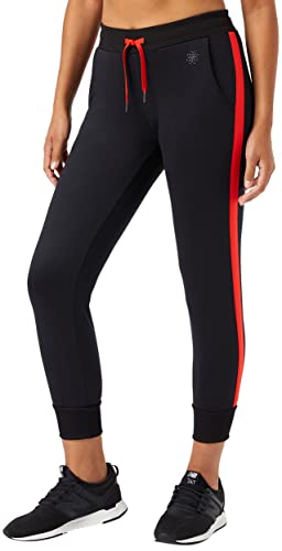 find. Slim Cropped Jogger, Pantalon De Sport Femme, Noir (Black/Sport Red), 40 (Taille Fabricant: Medium)