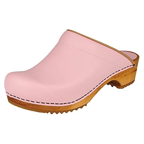 Zuecos Abiertos Sanita Lotte de Piel con Suela de Madera Cover