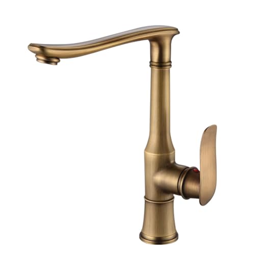 Wasserhahn Küche - Küchenarmatur Retro Antik Stil Messing Einhebel 360° Schwenkbar Spültischarmatur Mischbatterie, Hoher Auslauf Armatur Küche, Bronze