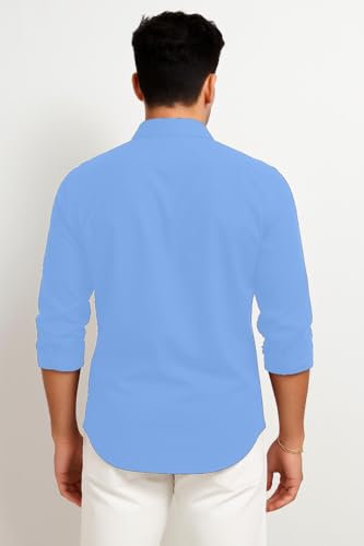 Image of Men's Casual Cotton Blend Shirt | Regular Fit | Full Sleeve | Solid Design