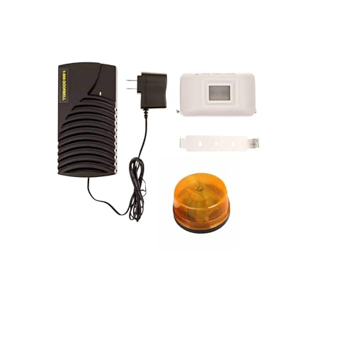 Safeguard Supply - Wireless Motion Sensor Door Entry Alert Chime for Business - Hearing Impaied Bright Flashing Strobe & Loud Receiver - Doorbell Kit for Warehouse, Retail, Office & Home