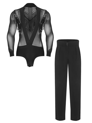 Tenue patinage artistique homme ensemble justaucorps pantalon costume danse