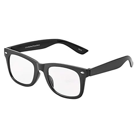 Black Childrens Classic Clear Lens Glasses Fames Fake Glasses Frames with Lenses for Fancy Dress World Book Day Boys Girls Nerd Glasses Geek Hipsters Style Kids Dress Up Costume Glasses Cover