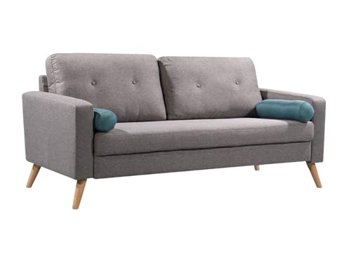 Vente-unique - Canapé 3 Places Tatum en Tissu - Gris chiné