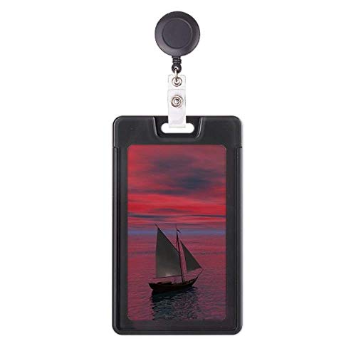 Étui rétractable pour badge avec enrouleur de carte d'accès design océan rouge