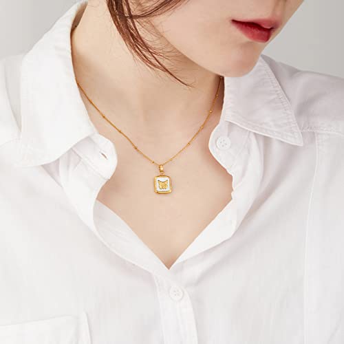 Dainty Gold Necklace for Women 18K Gold Plated Adjustable Mother of Pearl Butterfly/Moon/Smiley Face/Handmade Necklaces for Women Girls, Jewelry Gifts for Her2