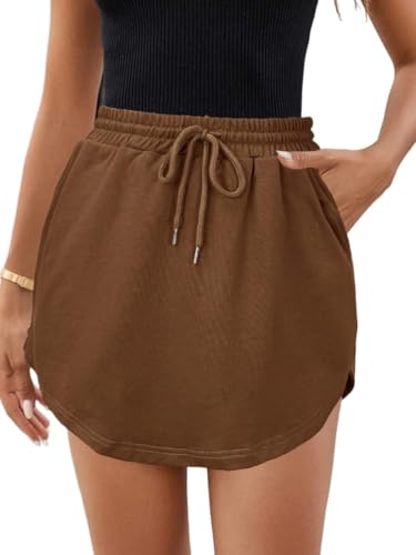 Drawstring Elastic Waist Pocket Casual Vacation Skirt 2025 Fashion Skirts for Women