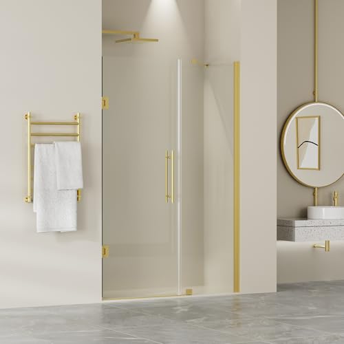 Findepot Frameless Pivot Glass Shower Door 48" W × 72" H, Pivot Swing Shower Door with 1/4" SGCC Tempered Glass, Brushed Gold Findepot Frameless Pivot Glass Shower Door 48" W × 72" H, Pivot Swing Shower Door with 1/4" SGCC Tempered Glass, Brushed Gold