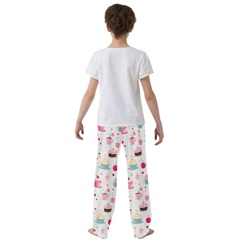 Cupcakes Long Pajama Pants Elastic Waist PJ Bottoms with Pockets S A1111274