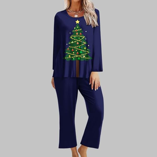 Conjunto de pijama para mulheres, ajuste solto, combinando, festival, Natal, calça de pijama, conjun