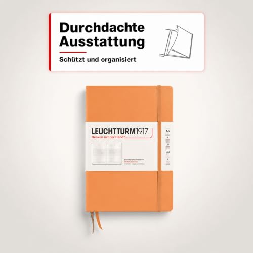 Image of LEUCHTTURM1917 - Notebook Hardcover Medium A5-251 Numbered Pages for Writing and Journaling (Apricot, Dotted)