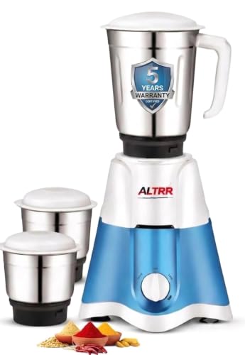 Image of 750W Mixer Grinder with Stainless Steel Jar | 5 Years Warranty|| High Power Turbo Motor | 3 Speed Control | ABS Body | Compact & Durable Kitchen Mixer (750W Mixer Grinder / 2 Jar)