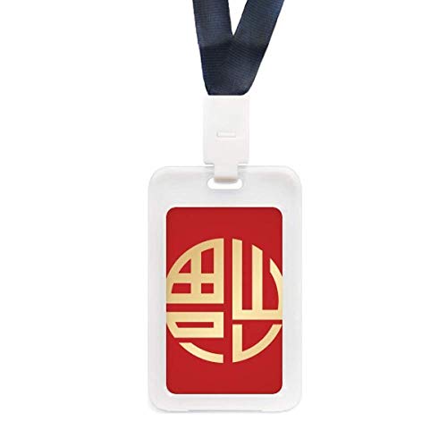 Porte-carte de crédit rond doré transparent avec motif Fook asiatique élégant