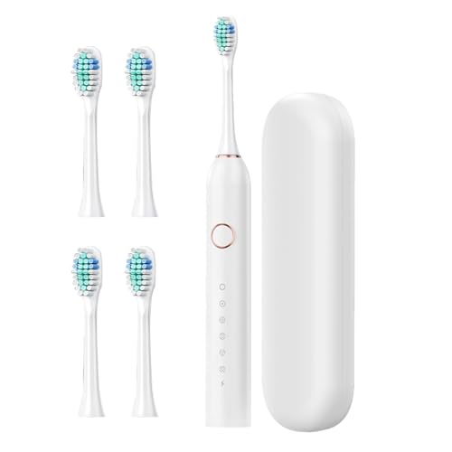 Cepillo de dientes eléctrico para adultos, recargable, dura 180 días, 40000 VPM, limpieza profunda, 6 modos, incluye estuche de viaje para adultos