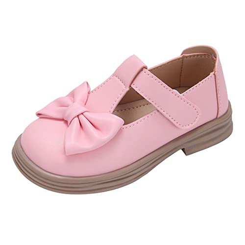 Girls Dress Shoes Mary Jane Flat Back to School Party Wedding Shoes Toddler/Little Kid Chunky Heel Platform Loafers Shoes (Pink, 10.5 Little Child)