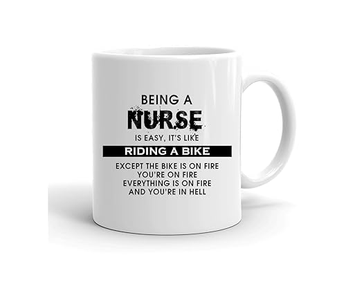 GrassVillage Funny Mug – Being Nurse is Easy Like Riding a Bike – Sarcastic Gift for Boss, Supervisor, Colleague – Office Humor, Birthday, Leaving Gift – 11oz White Ceramic Cup