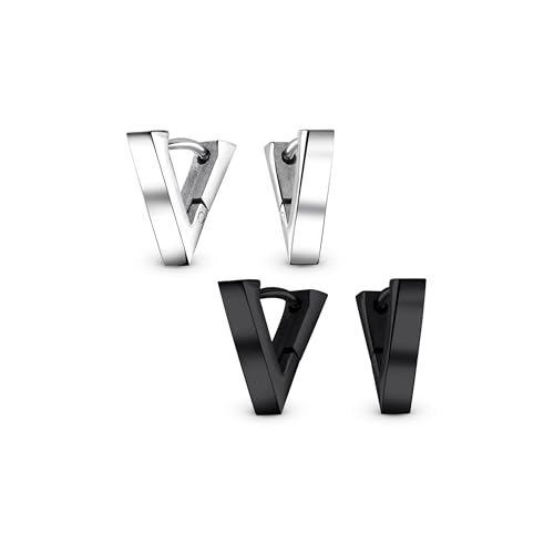 Boucles d'oreilles huggie plates en V géométrique en acier inoxydable pour un style moderne