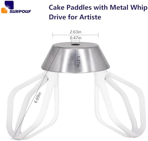 Cake Paddles with Metal Whip Drive for Artiste Stand Mixers Compatible with Universal Plus NutriMill Mixers,Food Grade(2 Pack) - Thumbnail 3