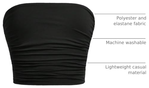 Image of RoseSeek Girl's Ruched Strapless Tube Top Sleeveless Cropped Bandeau Basic Summer Cute Tops for Girls