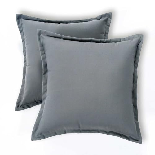 HOMESCAPES Coussin d’extérieur imperméable Gris, Coussin de Jardin carré 45x45 cm, Décoration Jardin extérieur – Lot de 2 Coussins pour Salon de Jardin