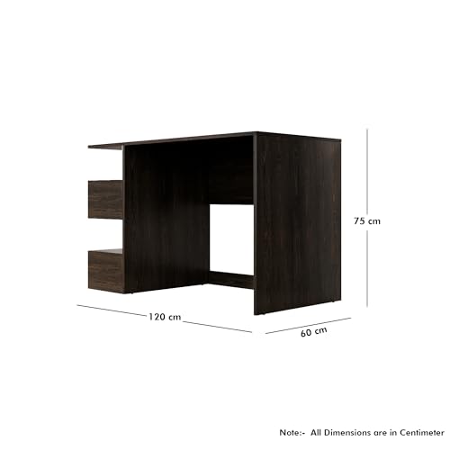 Image of Bniture Wooden Study Table for Home | Engineered Wood Study Table with Side Storage Shelf | Multi Purpose Computer Desk for Writing & Study | Laptop Table for Study Room & Office | Flower Wenge