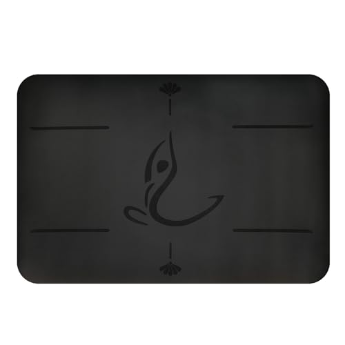 Yoga Mat – Free Yoga Bag Included - Patented Alignment System, Warrior-like Grip, Non-slip, Eco-friendly and Biodegradable, sweat-resistant, long, wide, 23.62x15.74x0.17 Inch Black (Pack of 1)
