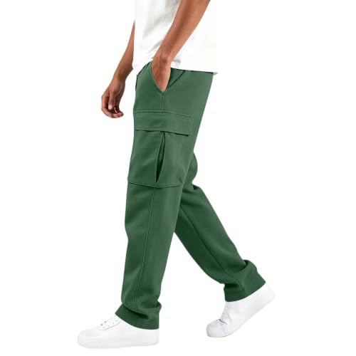 Cargo Sweatpants for Men Baggy Elastic Waist Fleece Straight Leg Joggers — view 2