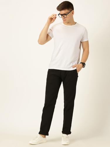 Image of Thomas Scott Men's | Solid | Breathable Fabric | 4 Pockets | Casual | Mid Rise | Regular Fit | Cotton Linen | Button Clouser | Chino Trouser | Pants