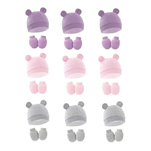 18 Pieces Baby Hat Mitten Sock Sets...