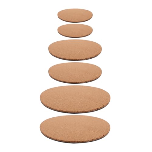 BCOATH 6 Posavasos Redondos de Corcho Grueso para Macetas, Tapetes Resistentes al Calor de 10-20 Cm, Protectores Antideslizantes para Plantas en Interiores y Exteriores, Accesorios