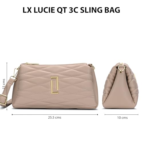 Image of Lavie Luxe Women's Lucie Quilted 3-Compartment Medium Crossbody Sling Bag | Ladies Purse Handbag | Gift for Women