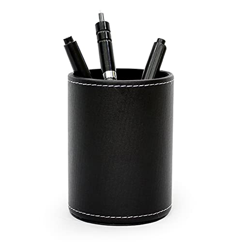Vongfome Business Leder Runde Stifthalter Desktop Schreibwaren Organizer Storage Jar kreative Mode Bürobedarf Cover