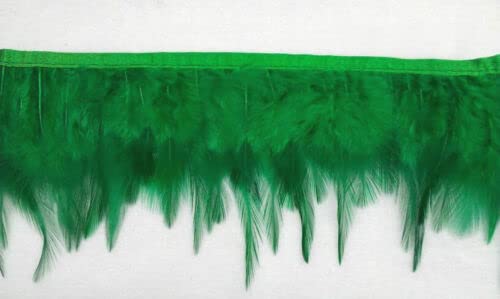 EliteKoopers 1 Meter Green Rooster Hackle Feather Fringe Trim for Custume Dress Decoration Clothes Carnival Accessories