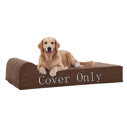 Image of Rainmr Large Dog Bed Cover - Large Replacement Case for Memory Foam Pet Bed, Dog Bed Liner with Zipper, L Size, Chocolate, Covers Only