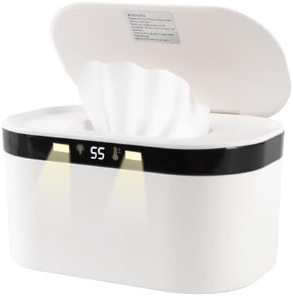 SLEEPHEADPortable Baby Wipe Warmer - USB-Powered (40C/104F to 60C/140F) 5 Modes of Adjustable Heating with Night Light Ultra-Quiet & 0.52kg Lightweight for Travel