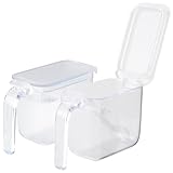 マーナ (marna) 調味料ポット スプーン付 (ワンタッチで奥に開く) スプーンが埋もれない (パッキン付 湿気防止) 調味料入れ 塩 砂糖入れ (2個入り / WEB限定色クリア) グッドロックコンテナ R425CL