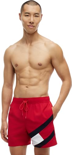 Tommy Hilfiger Pantaloncino da Bagno Uomo SF Medium Drawstring Lunghezza Media, Rosso (Primary Red), L